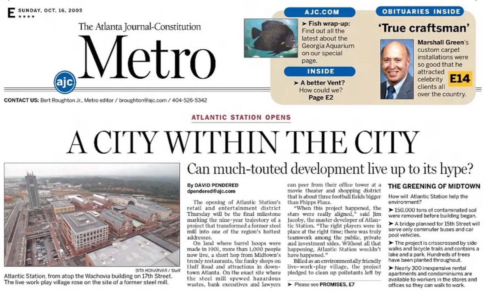 An Atlanta Journal-Constitution archive from 2005 marking the opening of Atlantic Station.