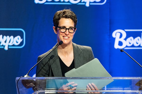 MSNBC host Rachel Maddow brought her “Prequel” book tour to the Fox Theatre in Atlanta on Friday night for a conversation with former Georgia gubernatorial candidate Stacey Abrams. (Michael Brochstein/Sipa USA/TNS)