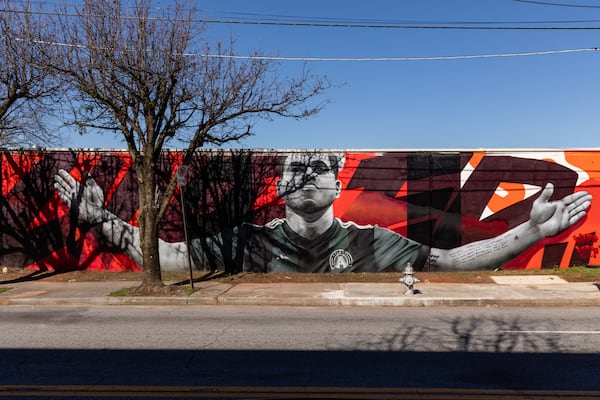 Bigger than life is Josef Martinez now, at least judging by the mural in downtown Atlanta. (Photo by Jacob Gonzalez/Atlanta United)