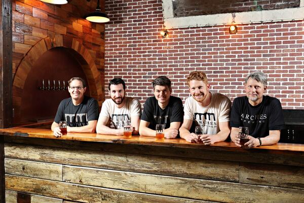 rches Brewing founders (L-R) Jamey Adams, Jeff Dake, Daniel Beer, Ryan Fogelgren, Greg Mickle. CONTRIBUTED BY: Arches Brewing.