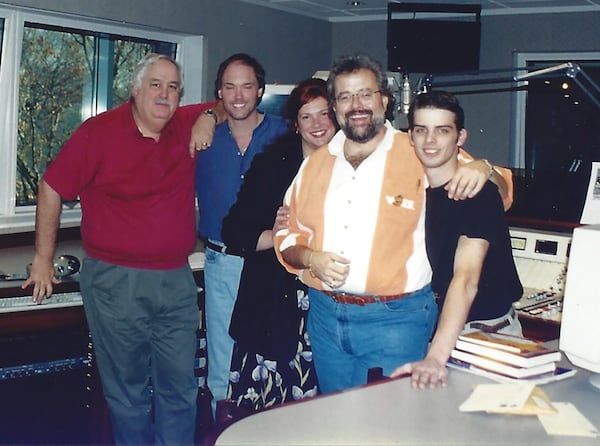 Around 1998, the Moby in the Morning gang (L-R): JIm Vann, Ron Michaels, Deborah Richards, Moby and an intern who went by the name Moses. CONTRIBUTED