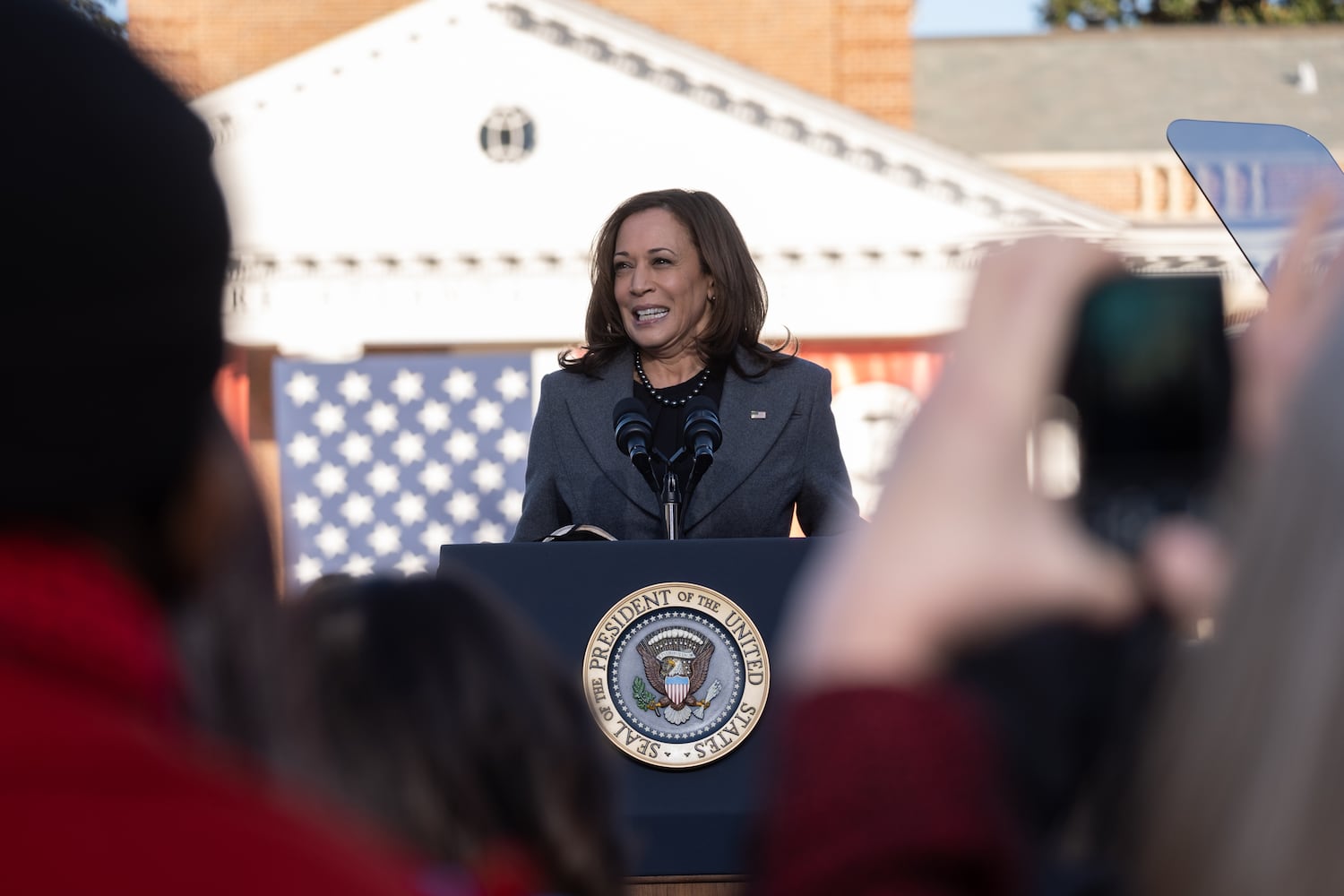 220111-Atlanta-Vice President Kamala Harris speaks about voting rights during at Clark Atlanta University on Tuesday, Jan. 11, 2022.  Ben Gray for the Atlanta Journal-Constitution