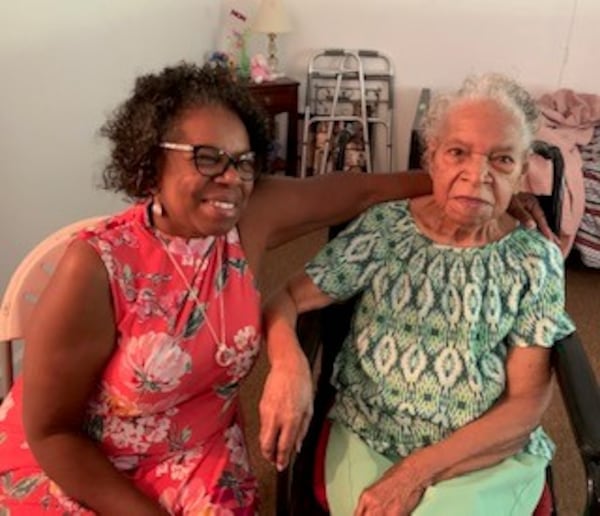 Frances Smith, right, died April 30, 2020, weeks after she fell at a personal care home near Macon. Her daughter, Cheryl Andrews, left, blames poor care at the home for her mother's decline. (Family photo)