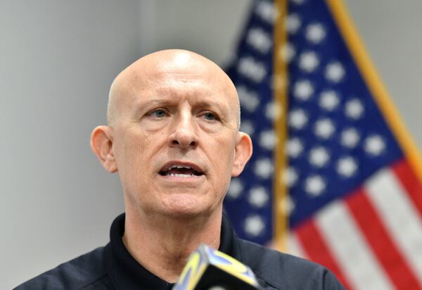 GBI Director Vic Reynolds speaks to members of the press during a news conference  Saturday afternoon. He provided an update  on the agency's investigation into the  Friday night death of Rayshard Brooks, who was shot and killed at a Wendy's during a struggle with Atlanta police. (Hyosub Shin / Hyosub.Shin@ajc.com)