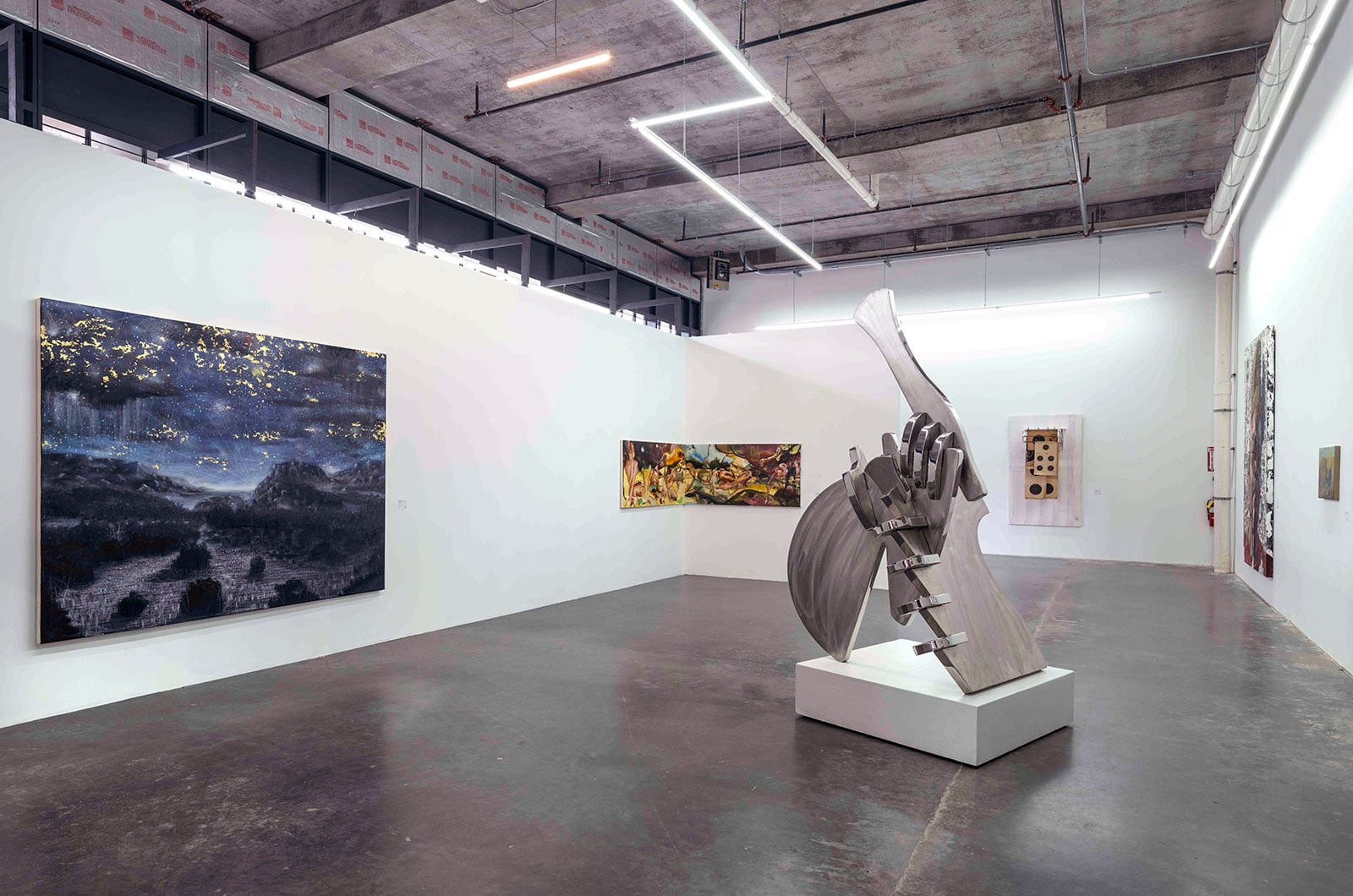 Left to right: Works by Michi Meko, Aineki Traverso, Curtis Patterson and Lonnie Holley (back wall).