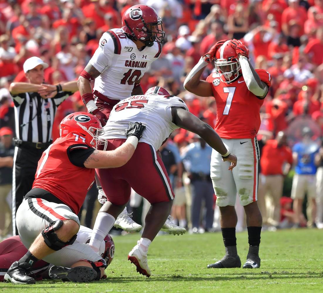 Photos: No. 3 Bulldogs are stunned by South Carolina