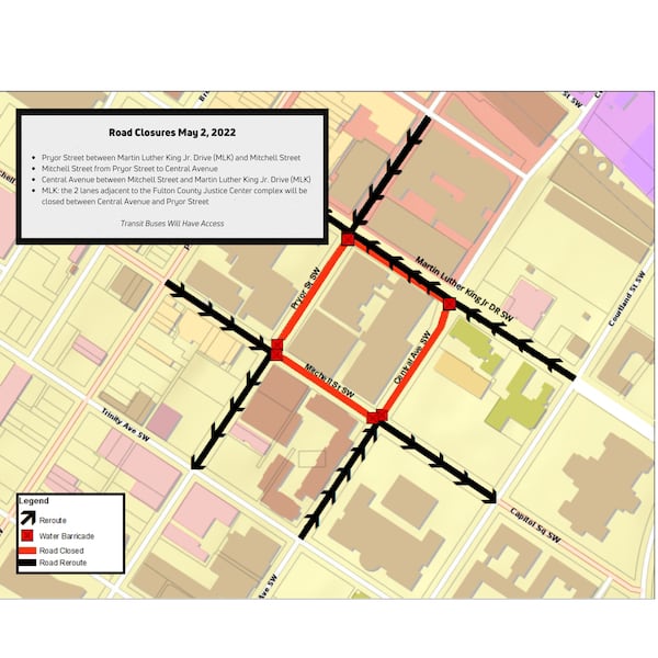 The Fulton County Sheriff’s Office has announced the department will be closing some roads in downtown Atlanta for the beginning of selecting members of the special grand jury looking into former President Donald Trump. (Courtesy of the Fulton County Sheriff's Office)