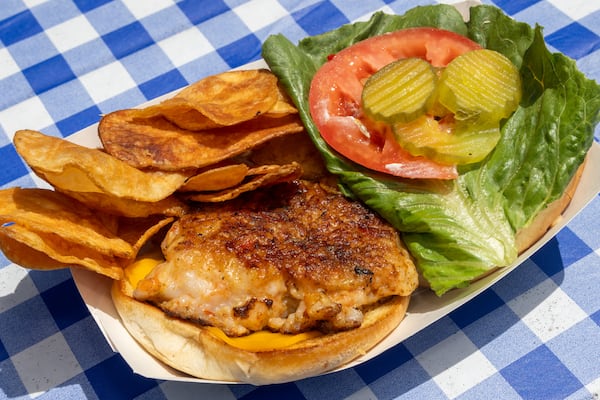 Beth Shipman, formerly of Marshside Mama's, is back making shrimpburgers, this time out of a food truck on the grounds of the Daufuskie Island Rum Co. distillery in Daufuskie Island, South Carolina. (AJC Photo/Katelyn Myrick)