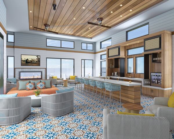 A rendering of the rooftop lounge.