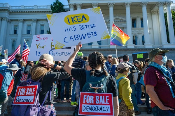 Demonstrators gathered in Sacramento, Calif., last week to protest Trump administration policies.