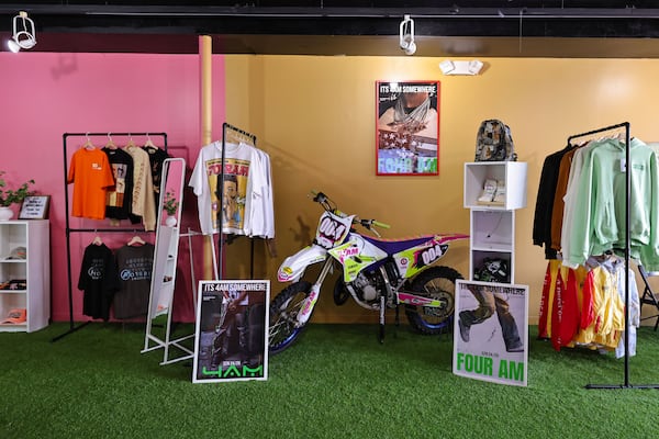 Views of apparel from local designers inside of Atlanta rapper Trinidad James’ new boutique Hommewrk located inside Underground Atlanta on March 7. (Natrice Miller/AJC)