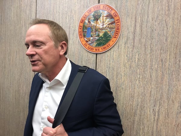 Jeff Binkley, of Dunwoody, pauses between meetings at the Florida State Capitol on Tuesday, Feb. 11, 2019. Binkley, whose 21-year-old daughter, Maura, was killed Nov. 2, 2018, at a Tallahassee yoga studio, has started a foundation, Maura’s Voice, to support research into gun violence, hate and mental illness. J. SCOTT TRUBEY@AJC.COM.