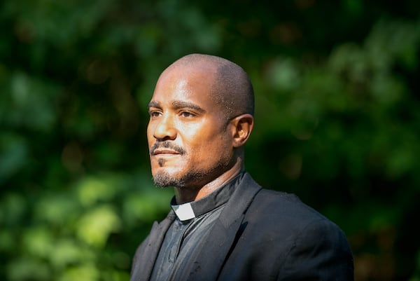 Seth Gilliam as Father Gabriel - The Walking Dead _ Season 5, Episode 2 - Photo Credit: Gene Page/AMC Seth Gilliam as Father Gabriel - The Walking Dead _ Season 5, Episode 2 - Photo Credit: Gene Page/AMC