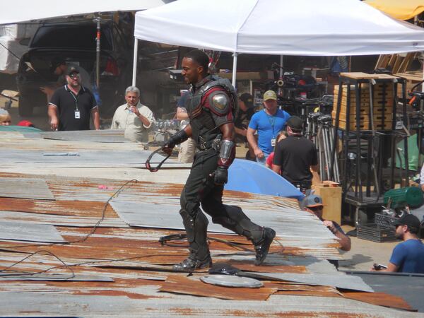  Anthony Mackie, up on the roof, safe and sound. Photo: Jennifer Brett