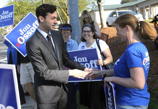 Democrat Jon Ossoff, left, and Republican U.S. Sen. David Perdue are in a tight race in one of Georgia's two U.S. Senate elections. BOB ANDRES /BANDRES@AJC.COM