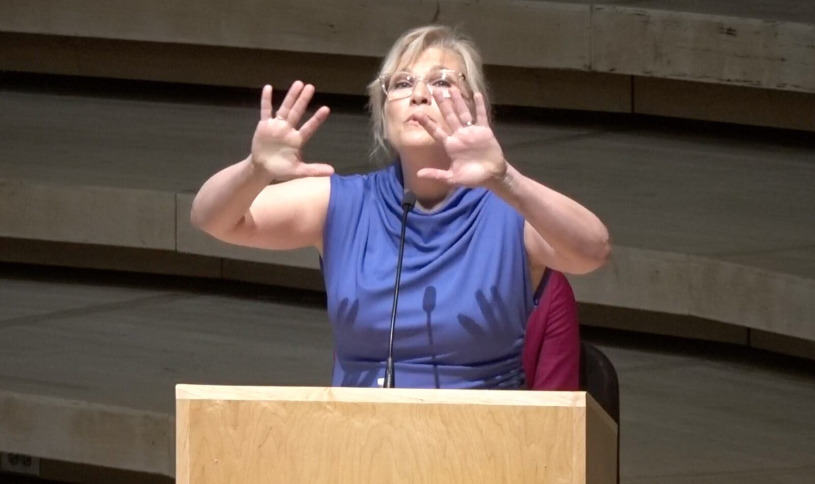 Jamie Butler, a neighbor of Amy St. Pierre, recalled her love of motherhood and passion for social justice during a celebration of life for St. Pierre at Emory University on Friday.