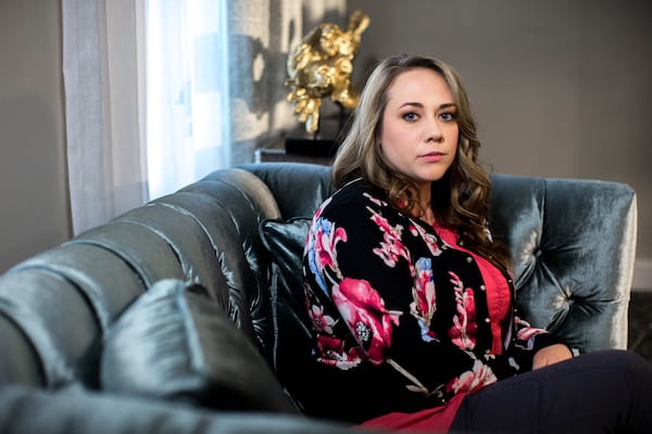 A portrait of Leanna Taylor, ex-wife of Justin Ross Harris, after her interview with The Atlanta Journal-Constitution and Channel 2 Action News at a Birmingham hotel. (Branden Camp / For the AJC)