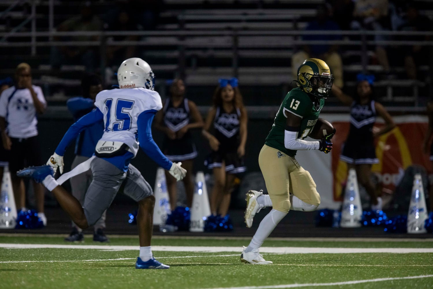 Grayson’s Aiden Taylor (13) scores a touchdown during a GHSA High School Football game between Grayson High School and Newton County High School at Grayson High School in Lawrenceville, GA., on Friday, September 29, 2023. (Photo/Jenn Finch)