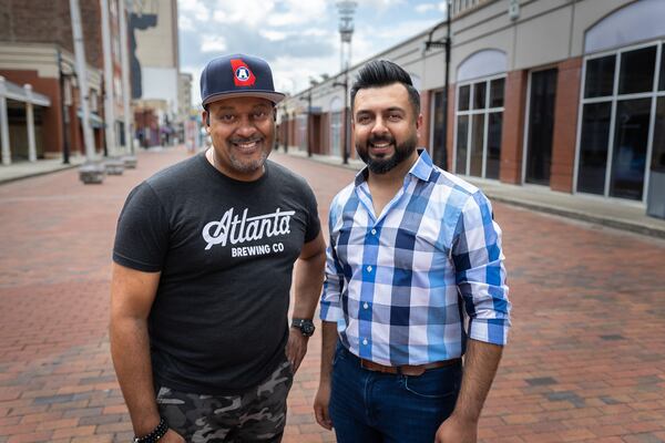 Alton Shields, CEO and general manager of Atlanta Brewing Company (left) and Shaneel Lalani, CEO and founder of Lalani Ventures. (Handout