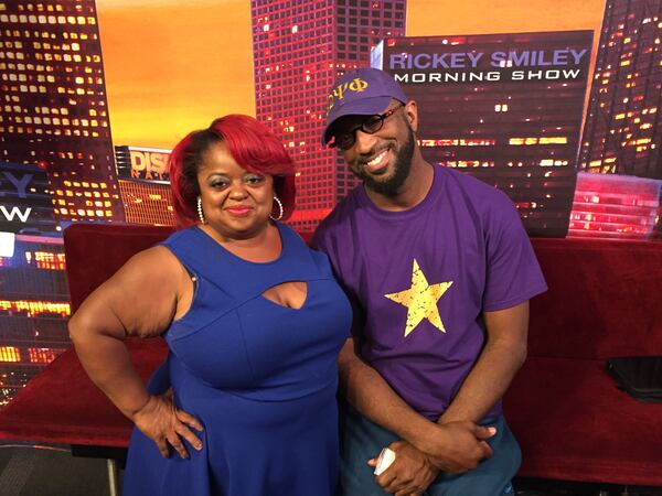 Ms. Juicy with her radio boss Rickey Smiley in studio in October, 2016. CREDIT: Rodney Ho/ rho@ajc.com