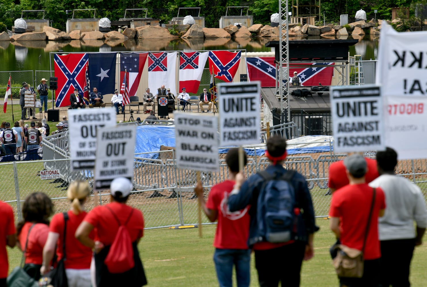 Confederate heritage group at Stone Mountain faces protesters