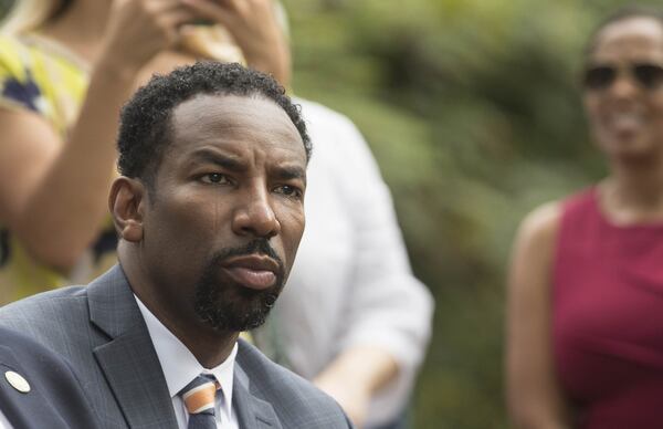 Atlanta Post 3 At Large Councilmember Andre Dickens during the groundbreaking ceremony for the new Westside Park at the Bellwood Quarry in Atlanta on September 6, 2018. (Alyssa Pointer/alyssa.pointer@ajc.com)