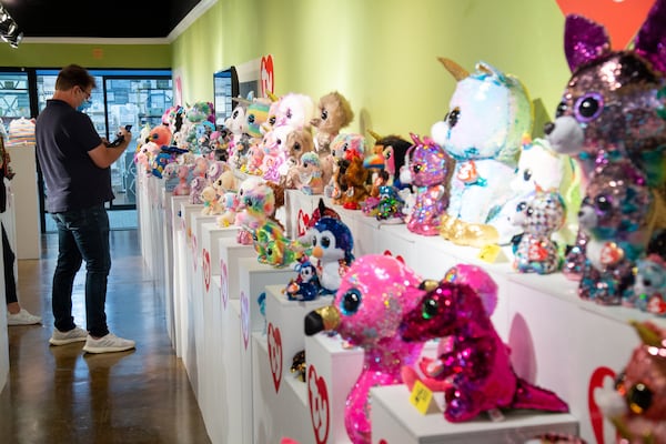  TY toy store employee Jose Veger shops virtually with one of there customers in their AmericasMart showroom in Atlanta, August 14, 2020. STEVE SCHAEFER FOR THE ATLANTA JOURNAL-CONSTITUTION