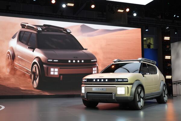 The Hyundai Initium concept vehicle is displayed at the AutoMobility LA Auto Show,Thursday, Nov. 21, 2024, in Los Angeles. (AP Photo/Jae C. Hong)