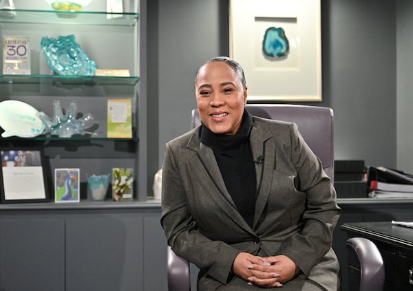 Fulton County District Attorney Fani Willis speaks in her downtown office on Thursday, February 3, 2022. (Hyosub Shin / Hyosub.Shin@ajc.com)