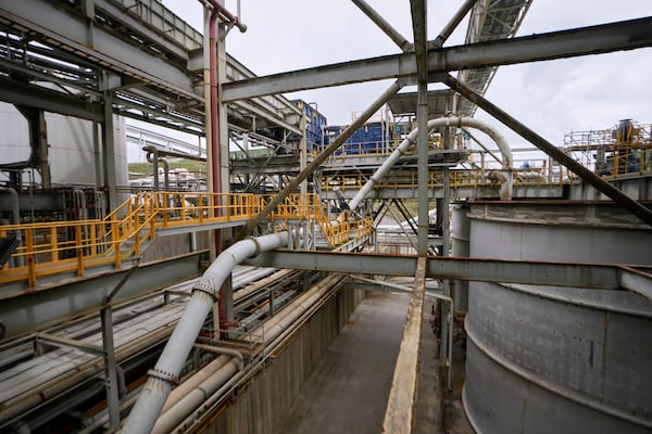 The Cobre Panamá copper mine, owned by Canada's First Quantum Minerals, in Donoso, Panama, Friday, March 21, 2025, during a press tour of the mine after it was closed by Panama's Supreme Court that ruled the government concession was unconstitutional. (AP Photo/Matias Delacroix)