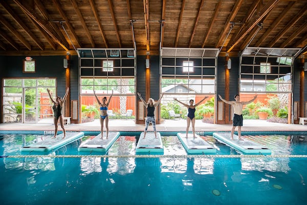 Rejuvenate and refresh at the Lake Austin Spa resort where one of the classes is held on floating boards in the pool.
(Courtesy of Lake Austin Spa Resort)