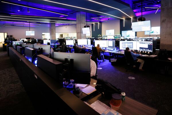 Around 120 people work at each shift in the operation center of the Norfolk Southern headquarters in Atlanta, as seen on Tuesday, April 4, 2023. The company has gained public attention following the derailment of a train carrying hazardous materials in East Palestine, Ohio.
 Miguel Martinez / miguel.martinezjimenez@ajc.com