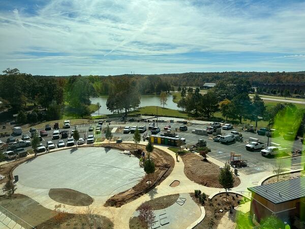 A view toward the lake at Trilith from the top floor of Trilith Guesthouse, a new hotel opening February, 2024. RODNEY HO/rho@ajc.com