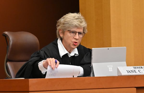  Fulton Superior Court Judge Jane Barwick speaks during the bond hearing for former Atlanta police officer Garrett Rolfe via Zoom on Tuesday, June 30, 2020. Rolfe is charged with felony murder for the June 12 killing of Rayshard Brooks. (Hyosub Shin / Hyosub.Shin@ajc.com)