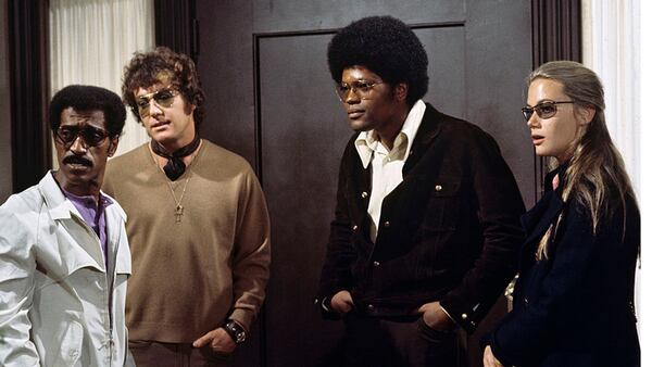 In an episode of 'The Mod Squad' called 'The Exile' on February 3, 1970, Sammy Davis Jr., left, guest-starred on the TV series, which starred Michael Cole, second from left, Clarence Williams III, center, and Peggy Lipton.