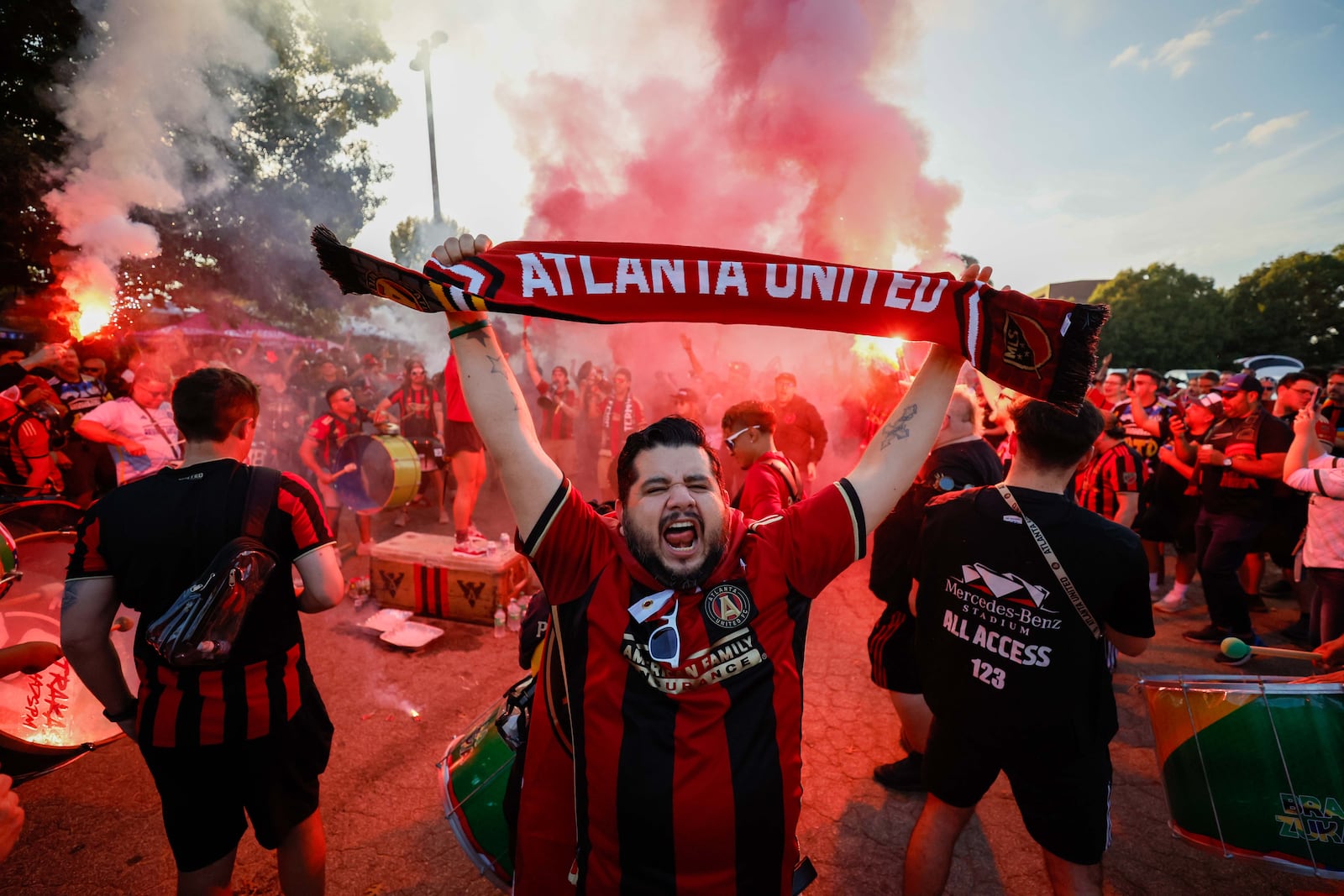 Atlanta United supporters get pumped before last week's home playoff match against Miami.