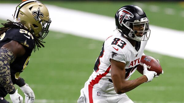 Falcons wide receiver Russell Gage is headed toward free agency. (Tyler Kaufman/AP)