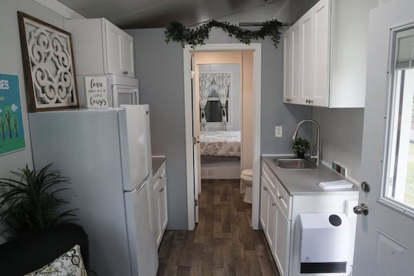 U.S. Secretary of Housing and Urban Development Ben Carson spoke at a July 23, 2019, conference in Atlanta on affordable housing where this “tiny house” was on display. Bob Andres / robert.andres@ajc.com