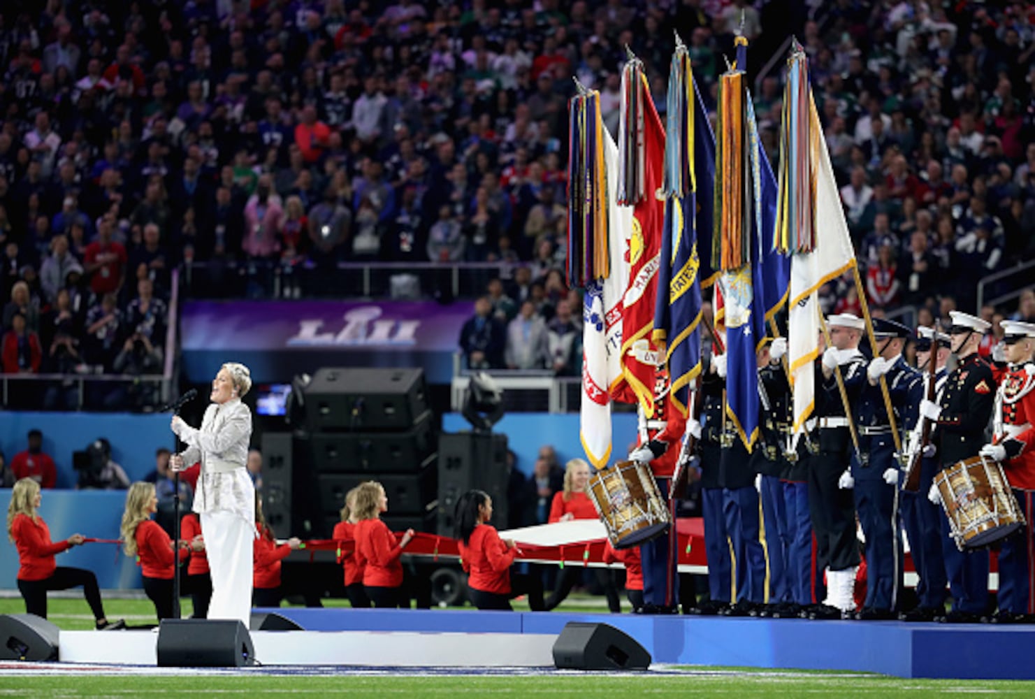 Photos: Pink performs the national anthem at Super Bowl LII