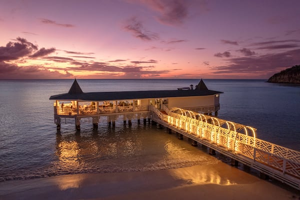 The overwater Pescari restaurant is a feature at the new Royalton Chic Antigua.
(Courtesy of Blue Diamond Resorts)