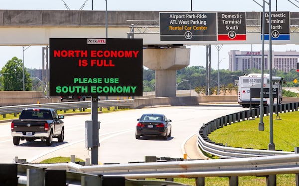 The parking lots start to fill up at Hartsfield-Jackson Atlanta International Airport Sunday, May 9, 2021.   STEVE SCHAEFER FOR THE ATLANTA JOURNAL-CONSTITUTION