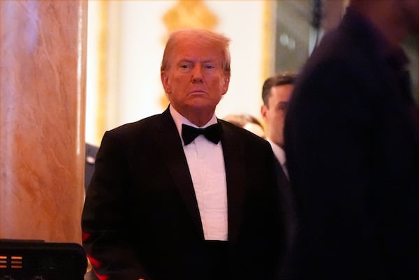 President-elect Donald Trump arrives to speak at an America First Policy Institute gala at his Mar-a-Lago estate, Thursday, Nov. 14, 2024, in Palm Beach, Fla. (AP Photo/Alex Brandon)