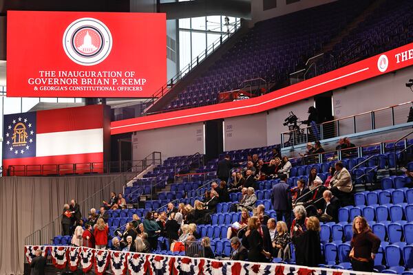 Guests enter Georgia State University Convocation Center for the inauguration of Gov. Brian Kemp on Thursday, January 12, 2023.  (Natrice Miller/natrice.miller@ajc.com) 