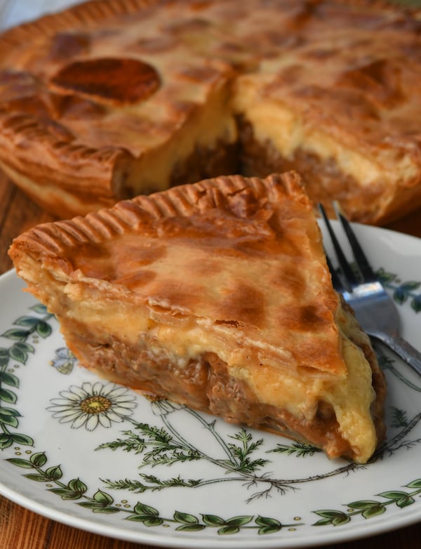 Beef and Cheddar Pie, based on a recipe from Jake Harvey of Heaps. "In New Zealand, we’d call it ‘mince and cheese,’" he said. (Styling by Jake Harvey / Chris Hunt for the AJC)