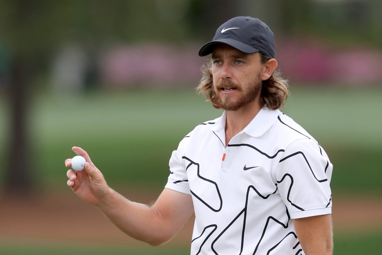 April 10, 2021, Augusta: Tommy Fleetwood reacts after his birdie on the second hole during the third round of the Masters at Augusta National Golf Club on Saturday, April 10, 2021, in Augusta. Curtis Compton/ccompton@ajc.com