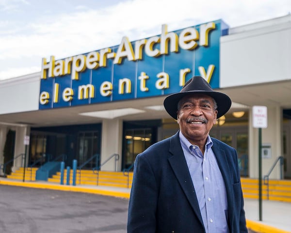 Harper-Archer High School graduate Artie Cobb stands for a portrait outside of Harper-Archer Elementary School in Atlanta's Fairburn Heights neighborhood, Thursday, January 16, 2020.  Cobb was one of the first graduates of Harper-Archer High School. The high school has been renovated and turned into an Atlanta Public Schools "Turnaround" elementary school. The school now serves Pre-K through 5th grade within the APS Douglas High School cluster. (ALYSSA POINTER/ALYSSA.POINTER@AJC.COM)