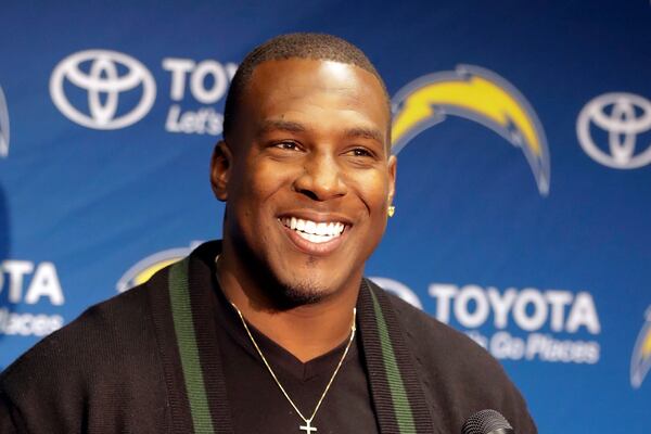 FILE - San Diego Chargers tight end Antonio Gates speaks after an NFL football game against the Kansas City Chiefs, Jan. 1, 2017, in San Diego. (AP Photo/Alex Gallardo, File)