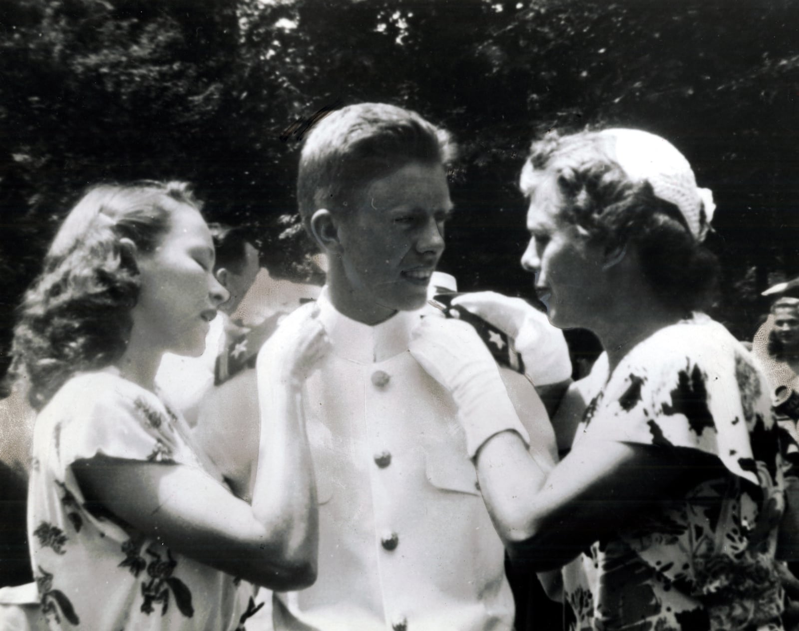 Rosalynn, Jimmy, and Lillian Carter at his Annapolis commissioning.