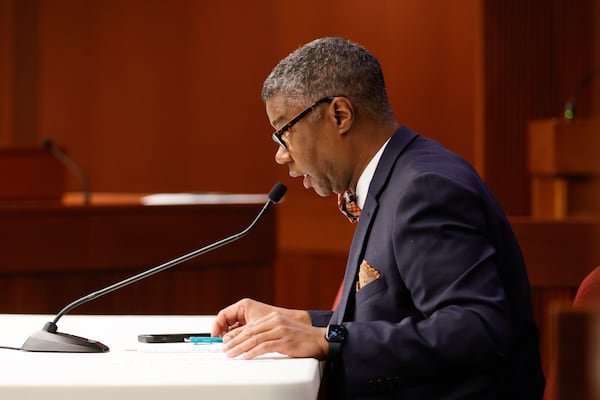 House minority leader James Beverly, D–Macon, speaks during the House Reapportionment and Redistricting committee hearing to discuss Senate Bill 3Ex at the Georgia State Capitol on Tuesday, December 5, 2023. (Natrice Miller/ natrice.miller@ajc.com)