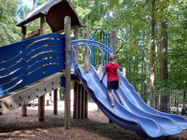 A child climbs a slide at Wacky World in Alpharetta. Photo: Courtesy of city of Alpharetta